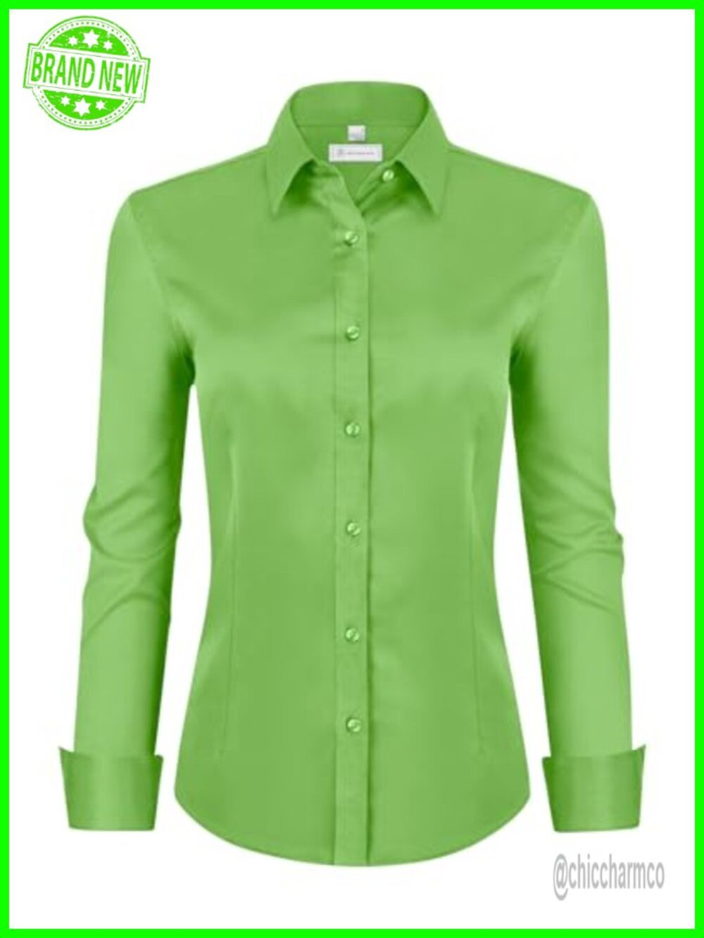 Womens Button Down Shirt Long Sleeve Wrinkle-Free Stretch Work Blouse